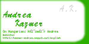 andrea kazmer business card